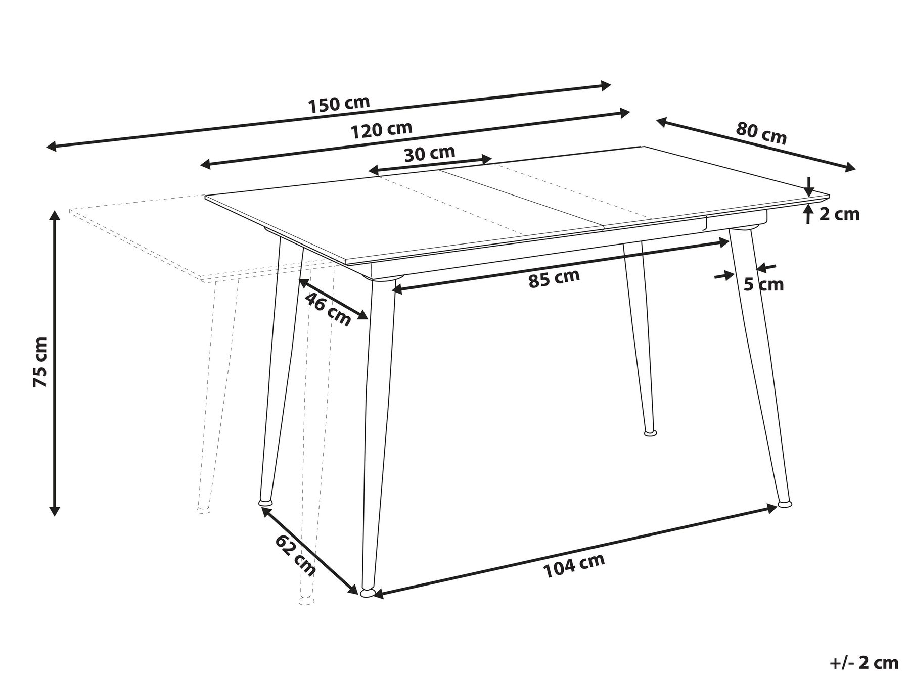 Extending Dining Table 120/150 x 80 cm Stone Effect Grey EFTALIA_885344 Extending Dining Table 120/150 x 80 cm Stone Effect Grey EFTALIA_885344