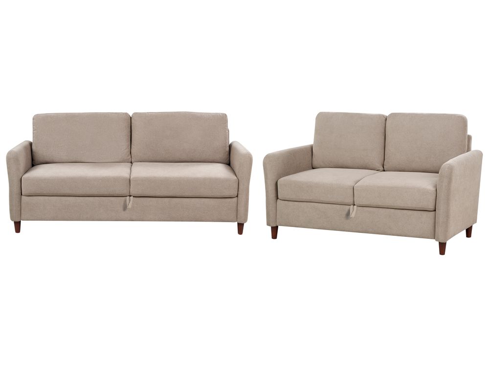 Living Room Set 5 Seater MARE with Storage Fabric Taupe
