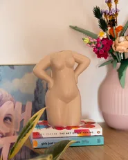 Wazon na kwiaty KILKIS 24 cm Ceramika Beżowy_958254