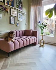 Right-Hand Chaise Longue LANNILS Fabric Pink_967676