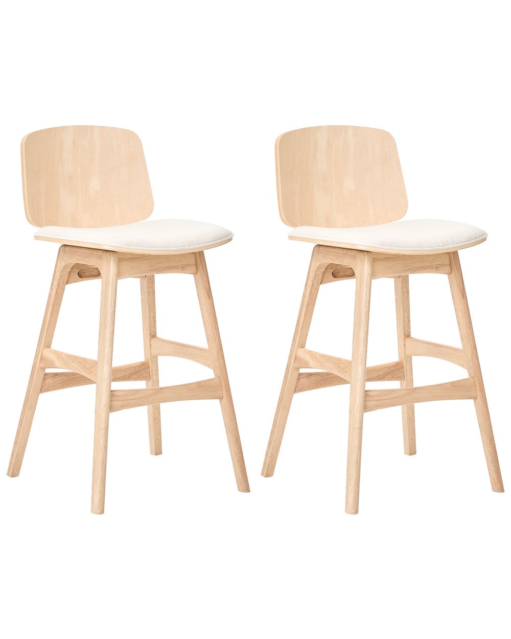 Lot de 2 chaises de bar CHARLESTON Bois Marron clair/beige clair