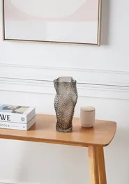 Wazon na kwiaty DYTIKO 31 cm Szkło Szary_868882