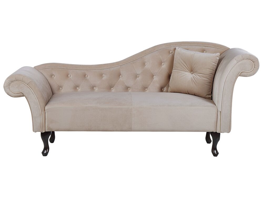 Right Hand Chaise Lounge Velvet Beige LATTES Beliani.cz