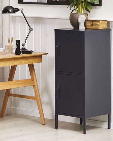 2 Door Metal Storage Cabinet Black HURON