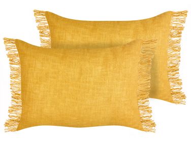 Set of 2 Cotton Cushions 35 x 50 cm Yellow MABA