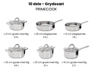 Grydesæt med 10 dele PRIMECOOK Rustfrit stål Sølv_1051154