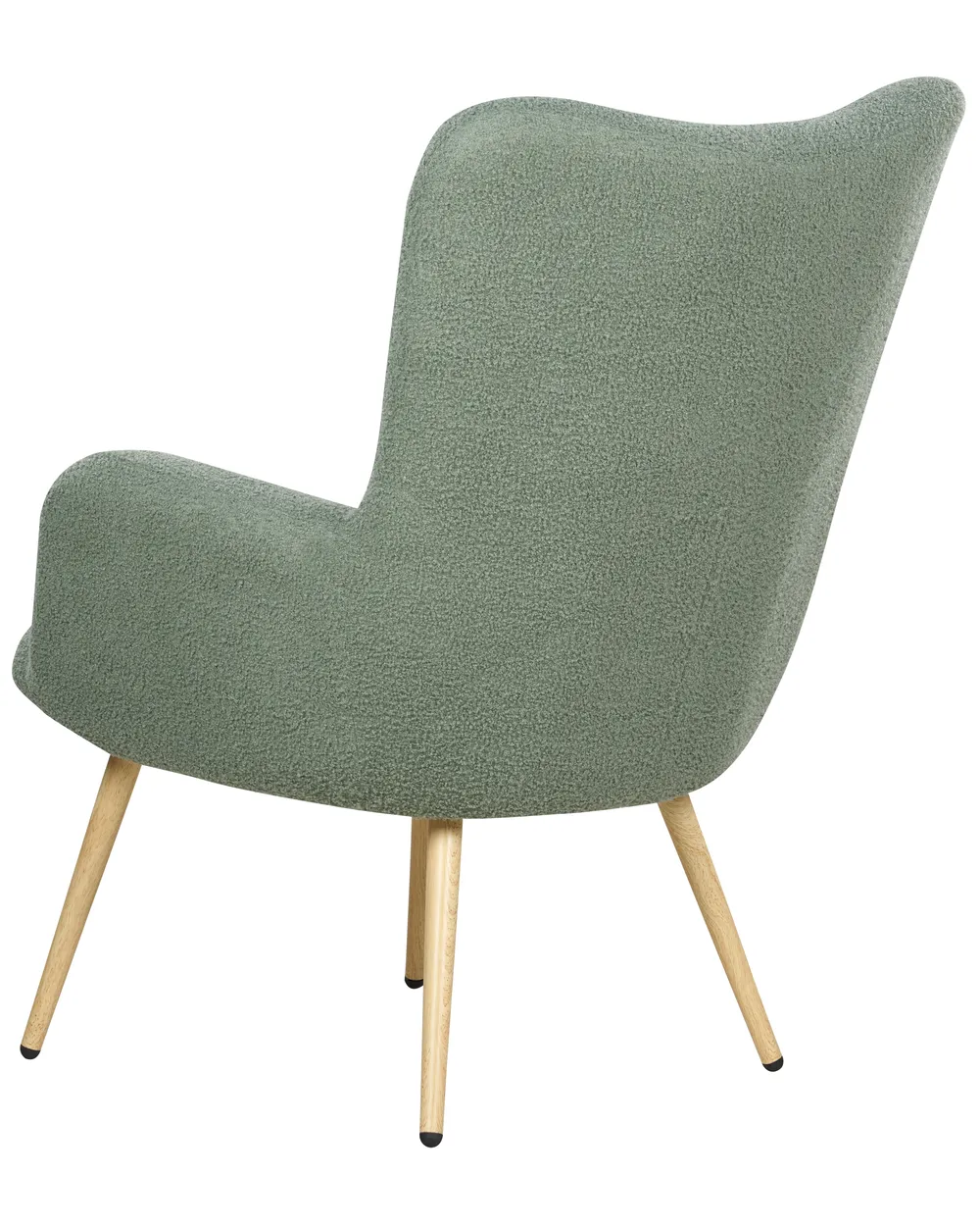 Poltrona Wingback VEJLE con poggiapiedi Bouclé Verde chiaro_901595