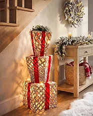 Decoración de Navidad LED HUMPPILA 87 cm Regalos de Navidad Blanco_1177952