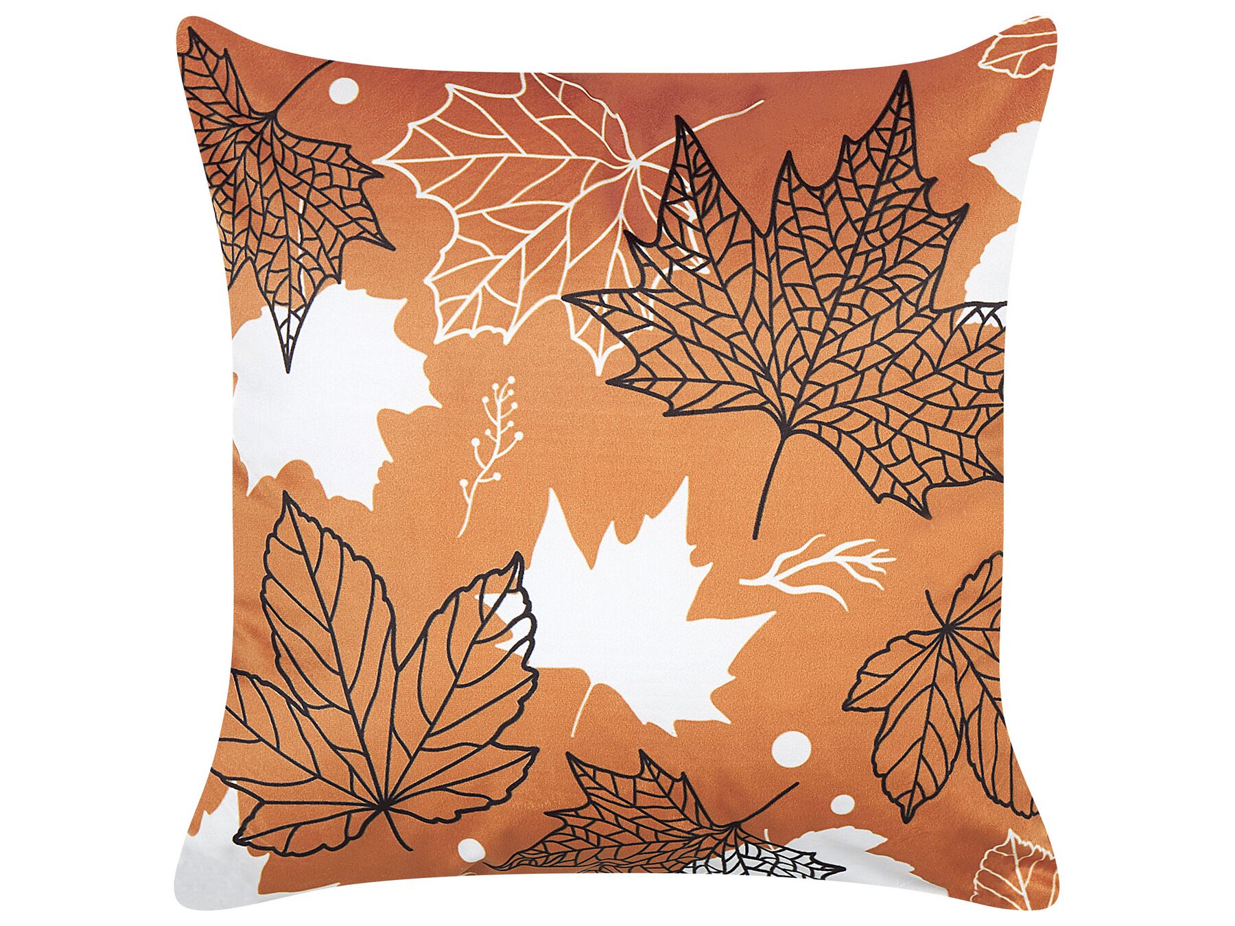 Dekokissen Blattmuster Samtstoff orange 45 x 45 cm POINSETTIA_834892