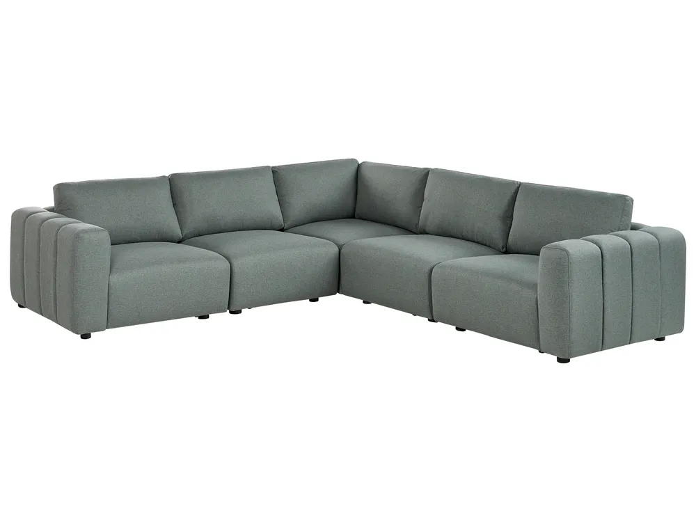 Modular Corner Sofa 5 Seater KIVVIK Fabric Green Left Hand_1045743