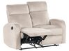Sofa 2-osobowa welurowa z manualną funkcją relaksu beżowa VERDAL_921711