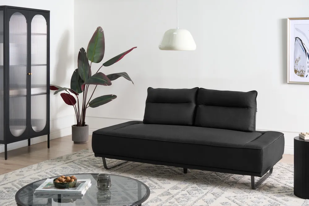 Sofa 3 Seater FAXEN Fabric Black_1025162