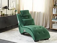 Chaise longue SIMORRE Avec haut-parleur Bluetooth intégré Velours Vert émeraude_1183367