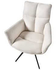 Dining Chair Swivel CORBIE Fabric Off-White_992750