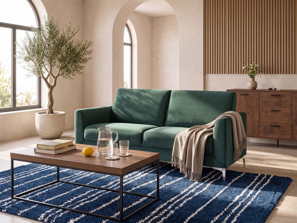 Sofa 3 Seater FENES Velvet Dark Green