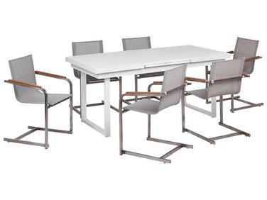 Matgrupp 6-sits aluminium vit/beige VALCANETTO/COSOLETO