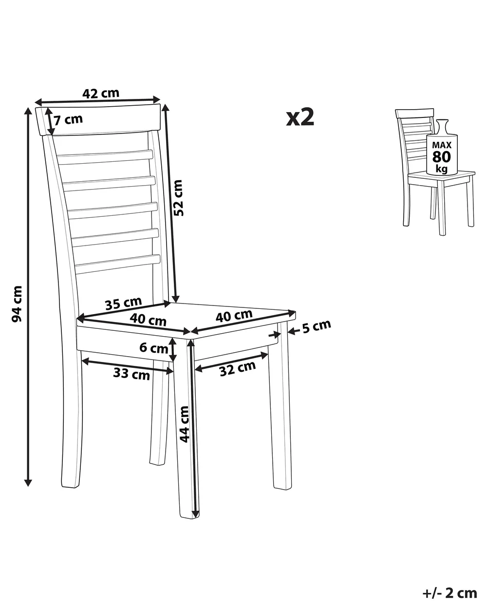 Set of 2 Dining Chairs BATTERSBY Wood White_786287