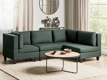 4 Seater Left Hand Modular Fabric Corner Sofa Dark Green UNSTAD