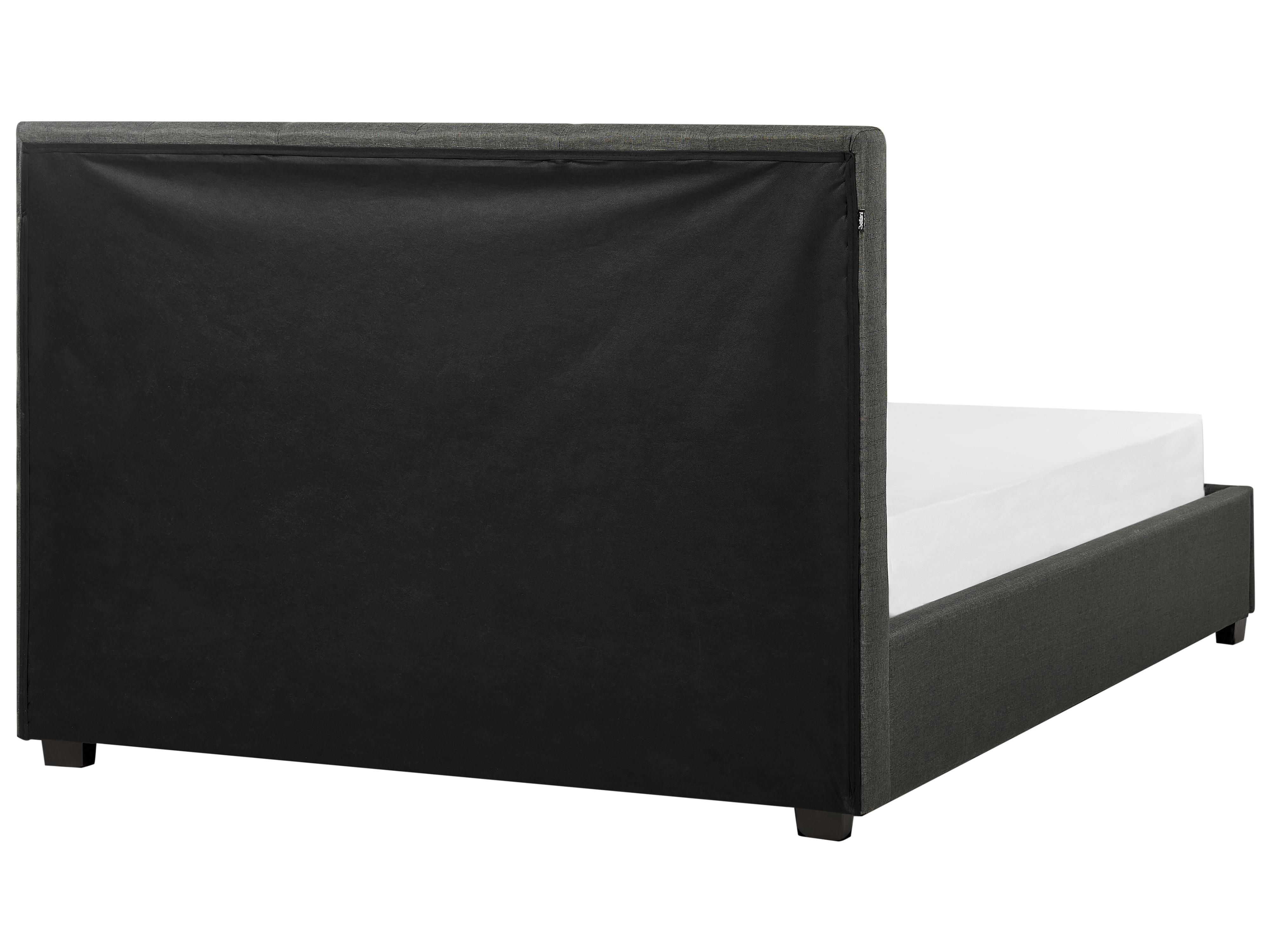 Bett mit Schubladen LA ROCHELLE Stoff Dunkelgrau 140 x 200 cm_904581