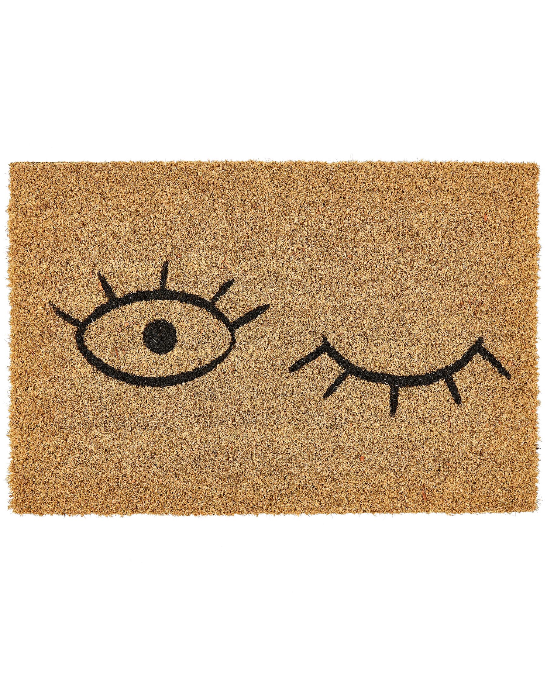 Paillasson avec motif yeux 40 x 60 cm en fibre de coco naturel TAPULAO_905618