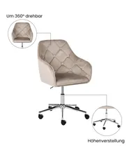 Schreibtischstuhl VELORIA Samtstoff Beige_1065147