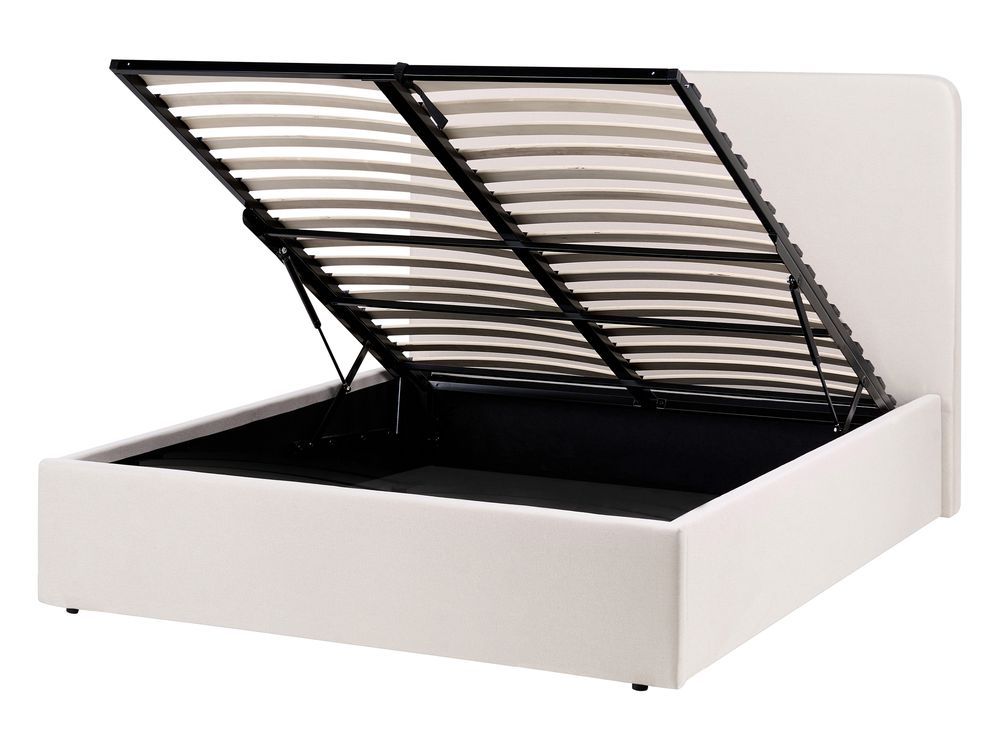 Ottoman Bed BRENON Fabric Light Beige 140 x 200 cm (EU Double)