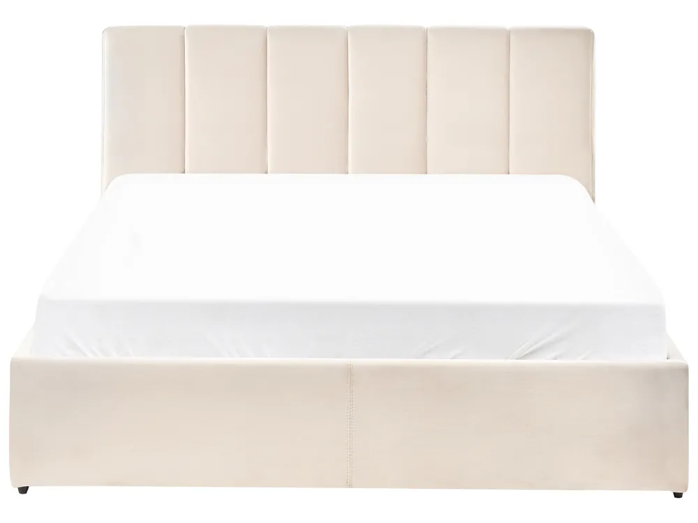 Letto contenitore DREUX Velluto Beige chiaro 140 x 200 cm_1012257
