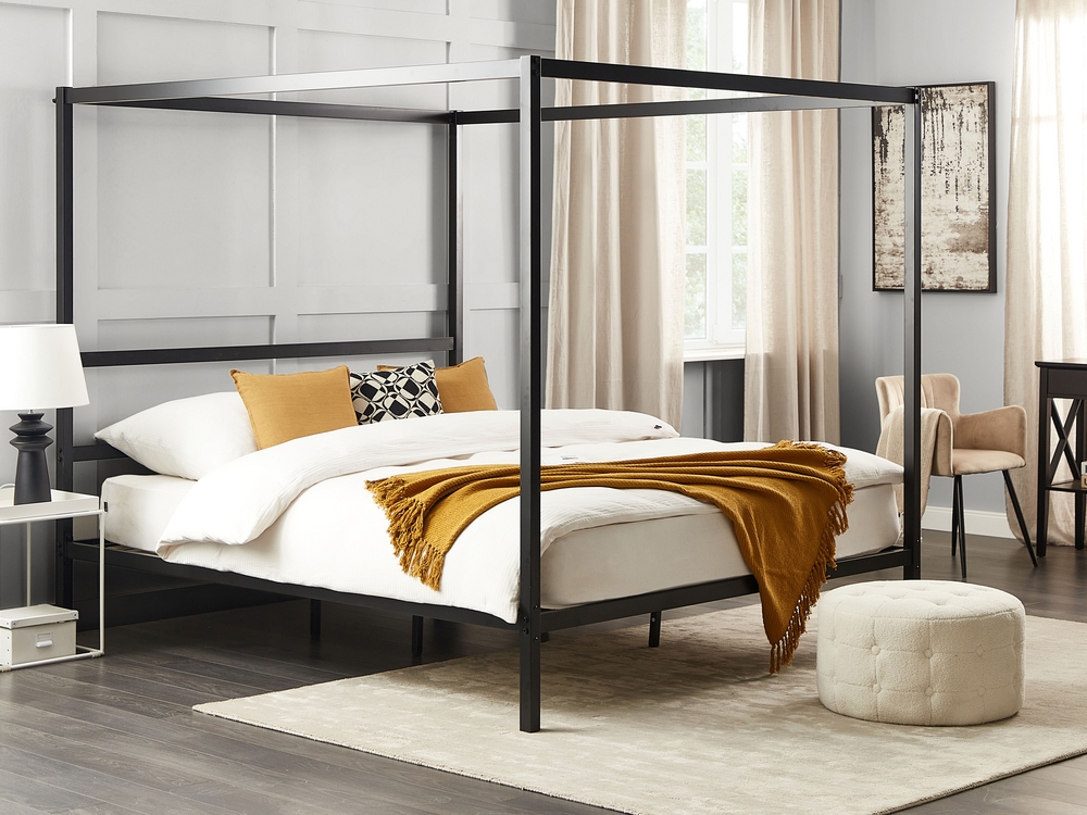 Bed Metal LESTARDS 180 x 200 cm EU Super King Black Beliani