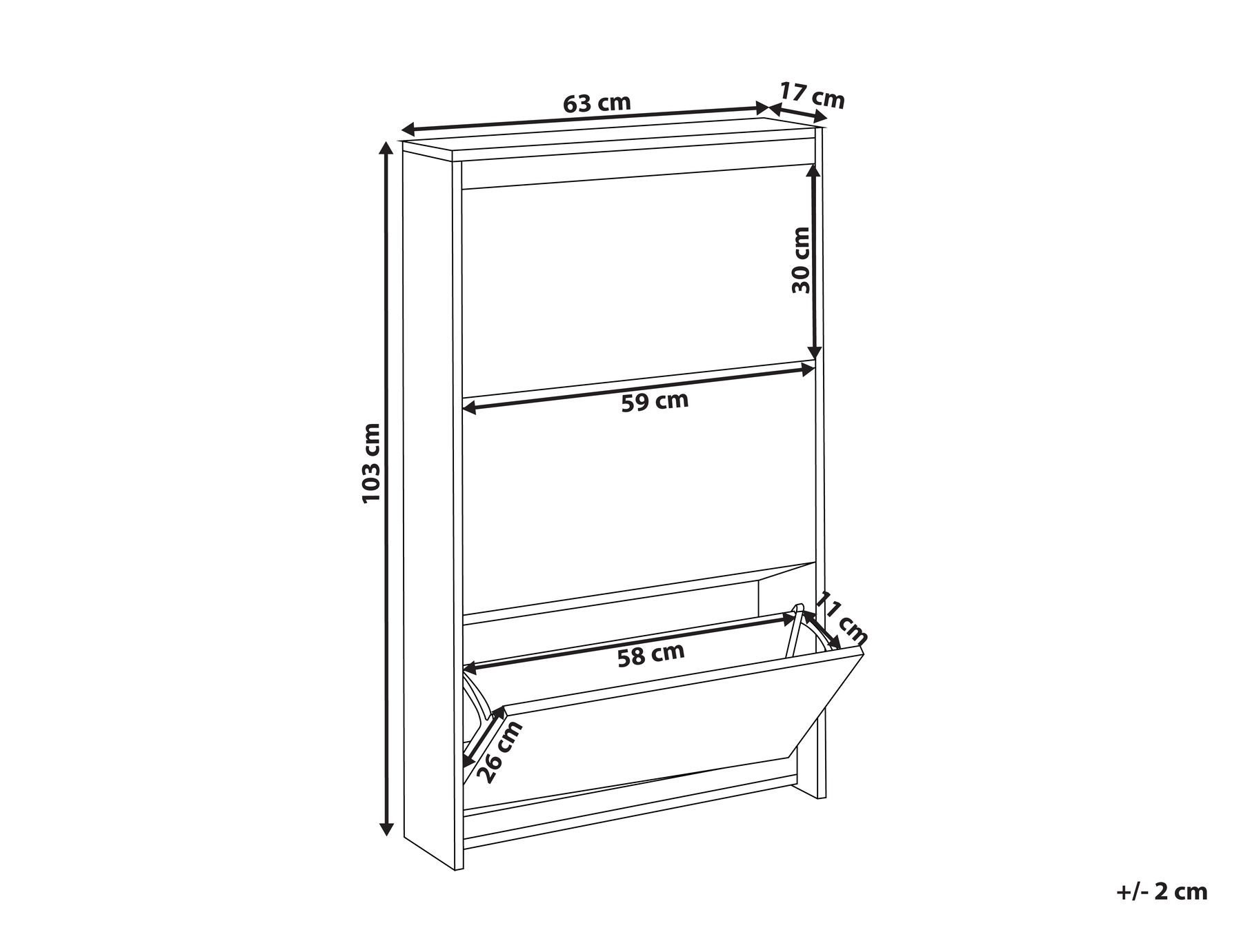 3 Compartment Mirrored Shoe Storage Cabinet White MIDFIELD_946932