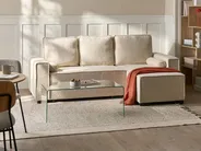 Corner Sofa Bed 3 Seater EDANE with Storage Boucle Off-White Left Hand_1057050