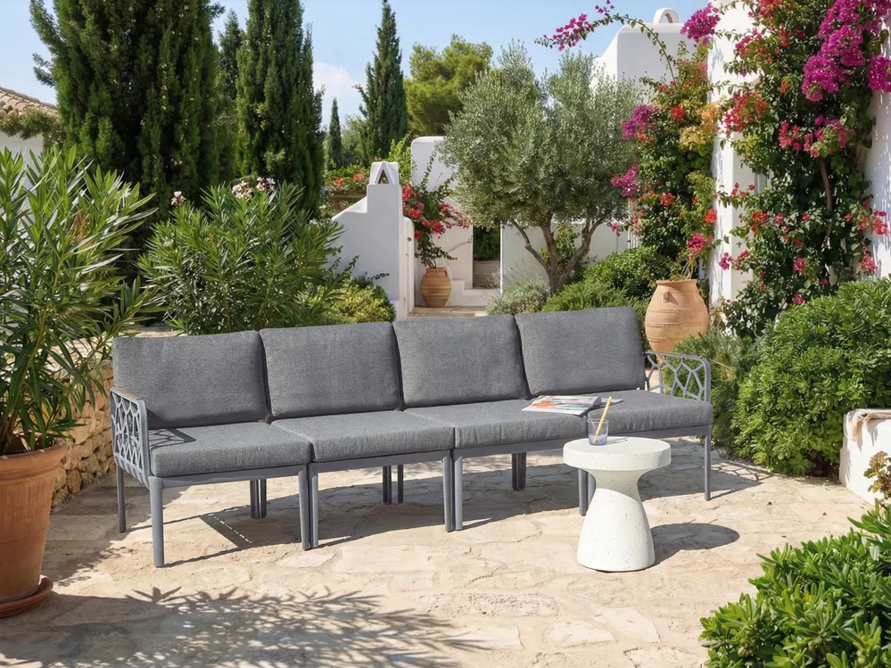 Garden Sofa Set 4 Seater ERICHE Dark Grey_978029