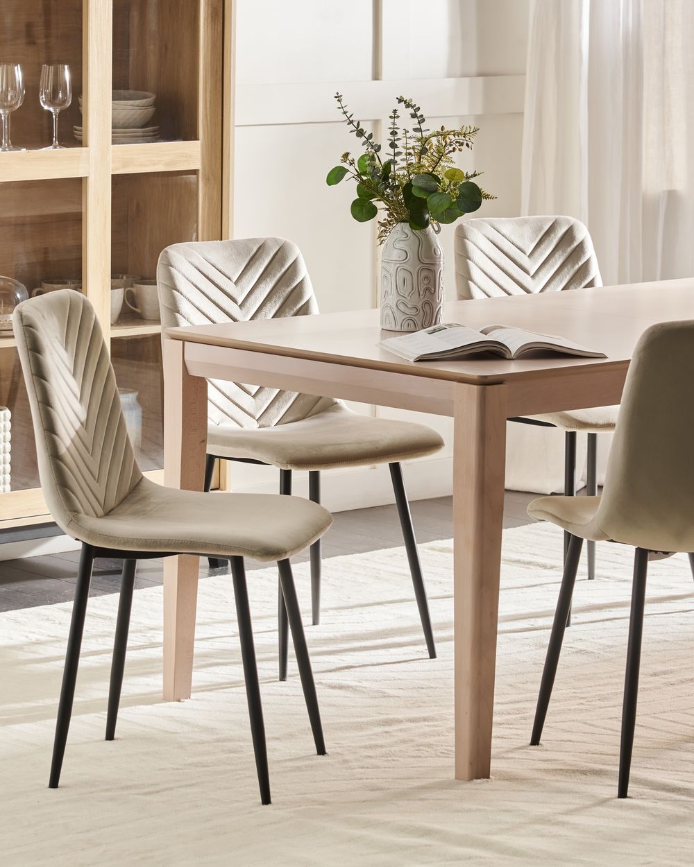 Set di 4 sedie da pranzo HAVRE Velluto Beige