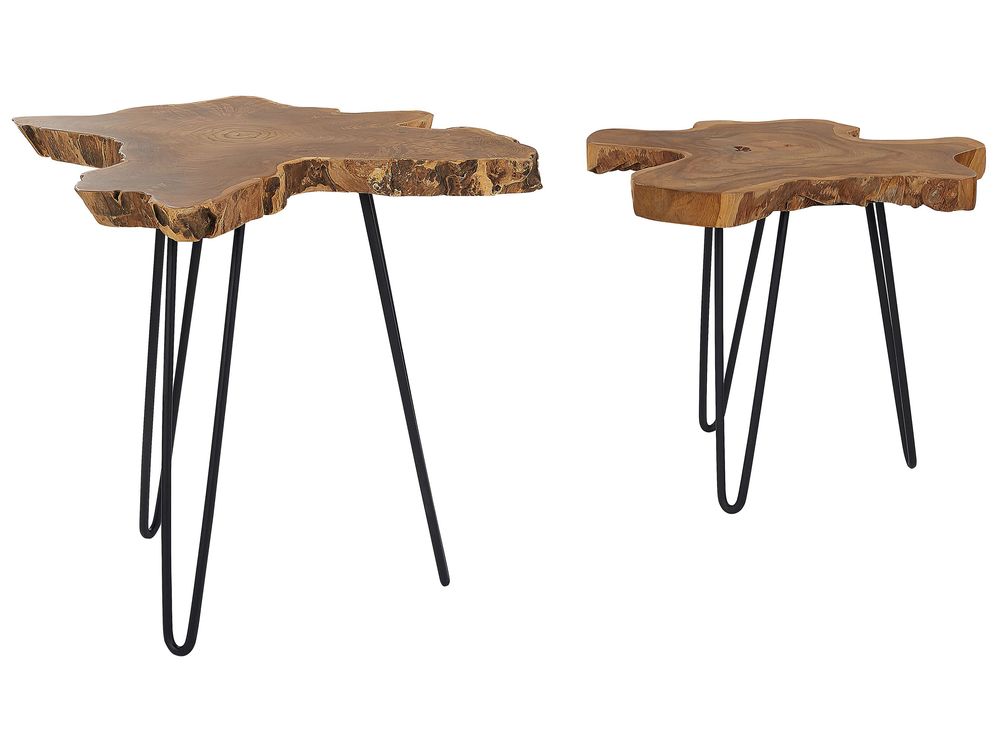 Set di 2 tavolini CAMROSE Legno di teak Marrone scuro