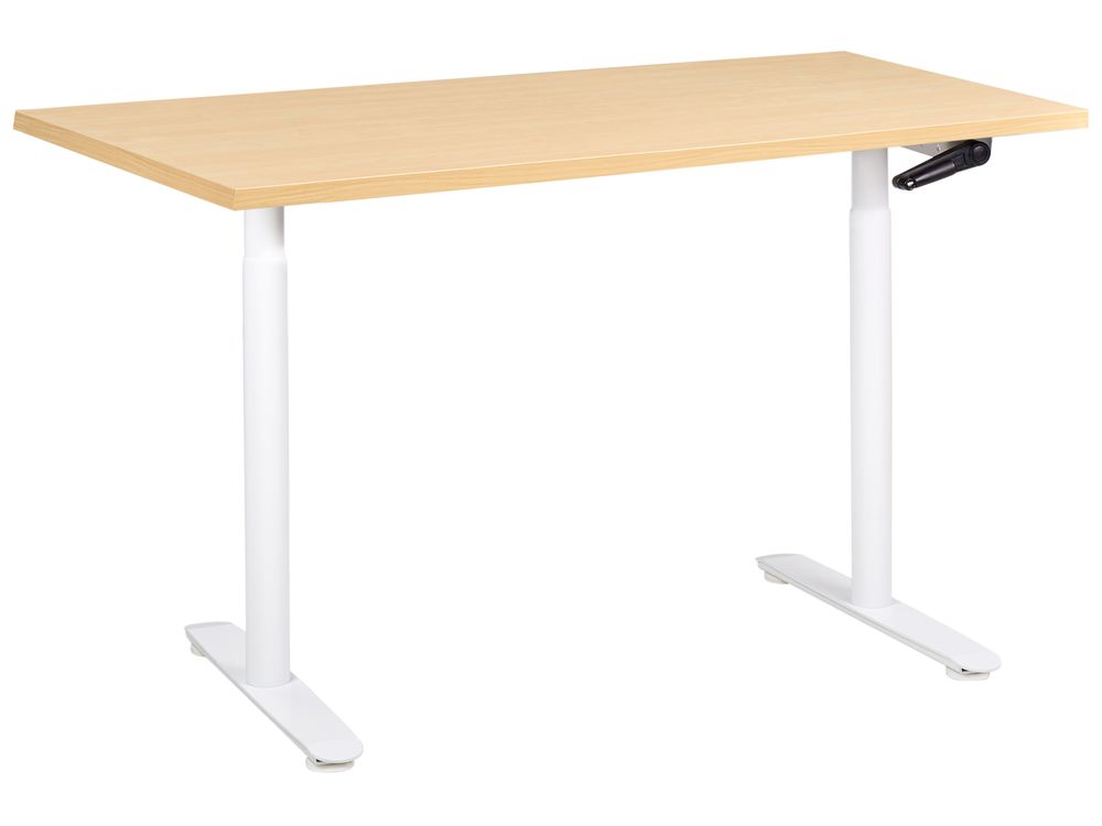 Handmatig verstelbaar sta-zit bureau DESTINAS 120 cm 72 cm Lichtbruin/wit