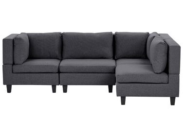4 Seater Left Hand Modular Fabric Corner Sofa Dark Grey UNSTAD