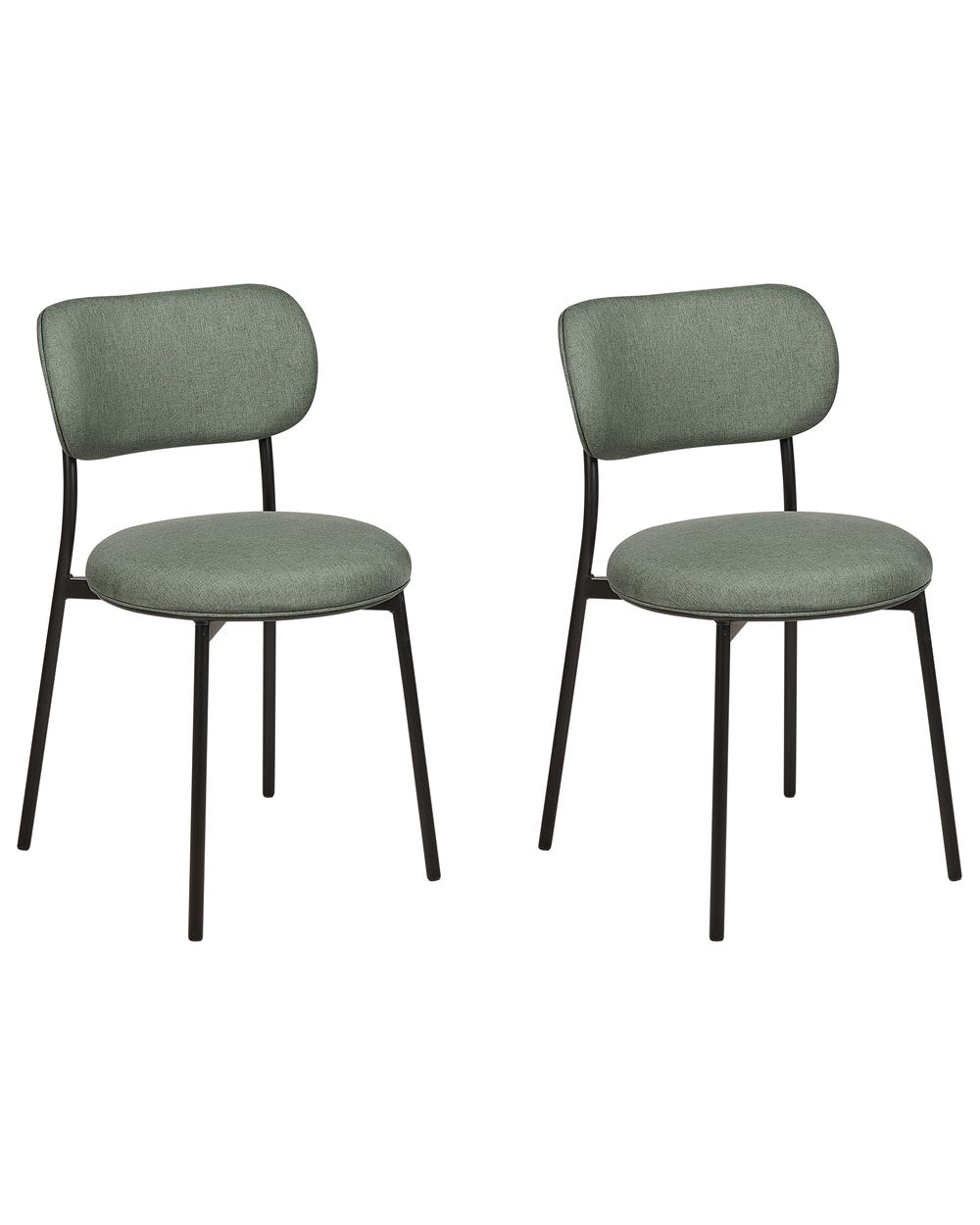 Conjunto de 2 sillas de comedor CASEY Tela Verde oscuro