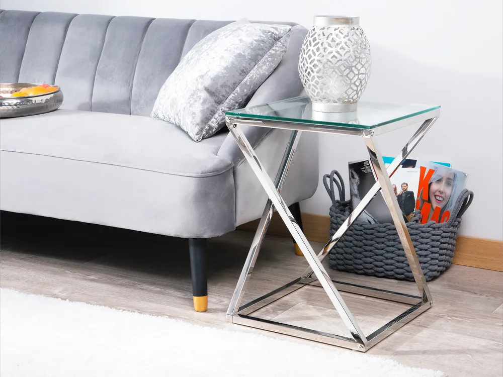 Side Table BEVERLY Glass Silver