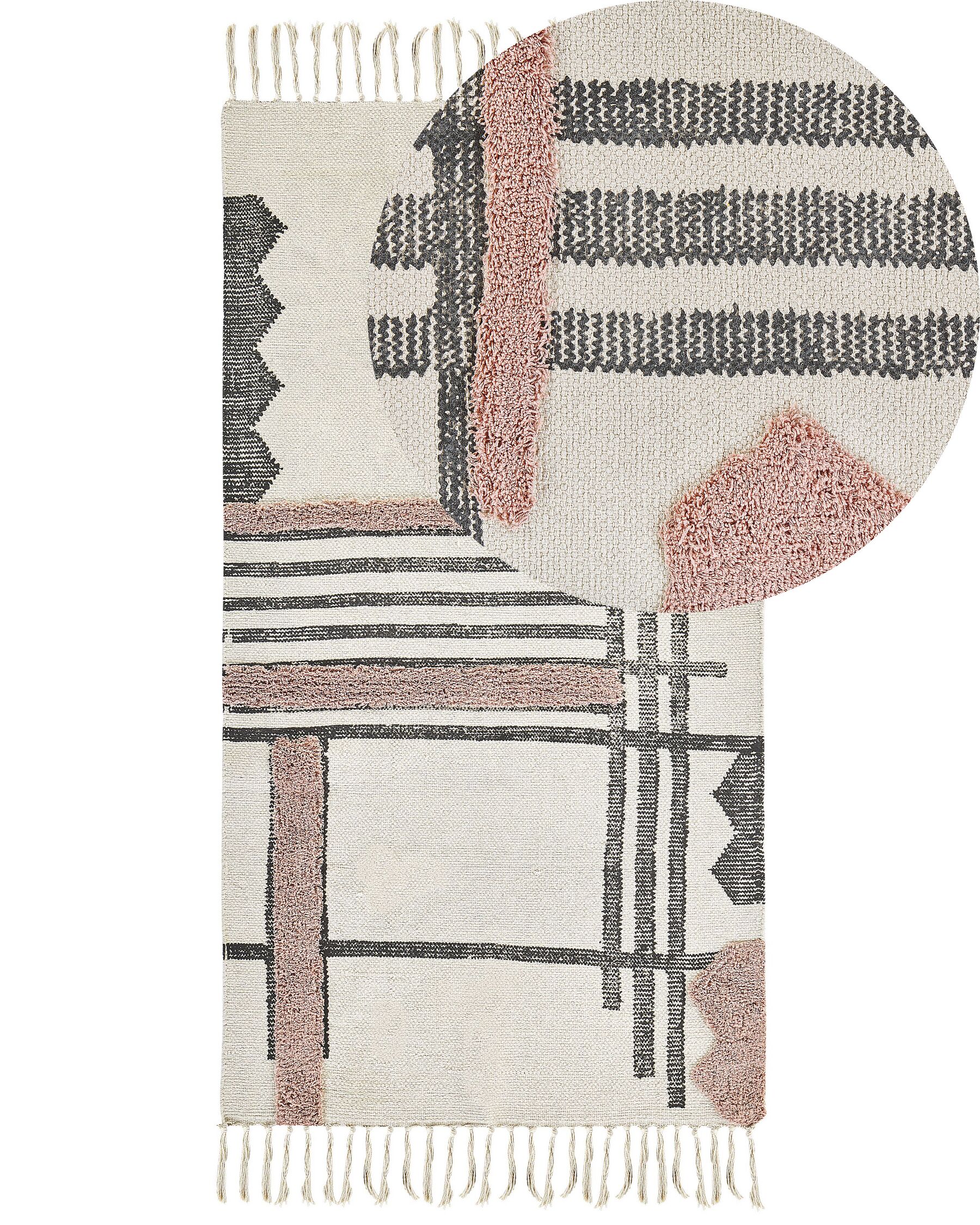 Bavlněný koberec 80 x 150 cm béžová/černá MURADIYE_817047