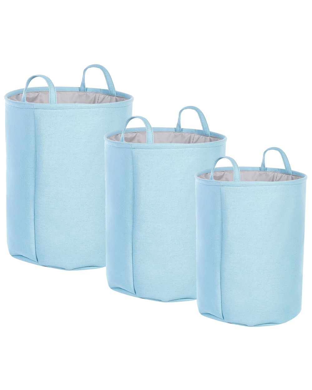 Set of 3 Baskets ARCHA Cotton Light Blue
