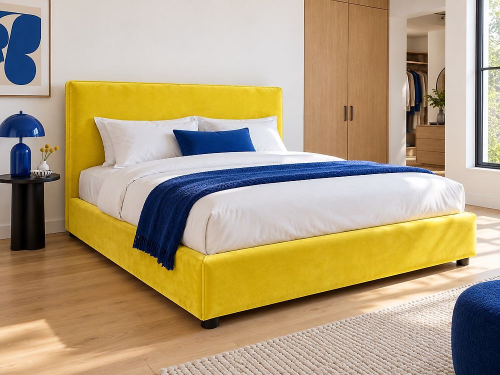 Fodera per struttura letto Velluto FITOU 160 x 200 cm Giallo