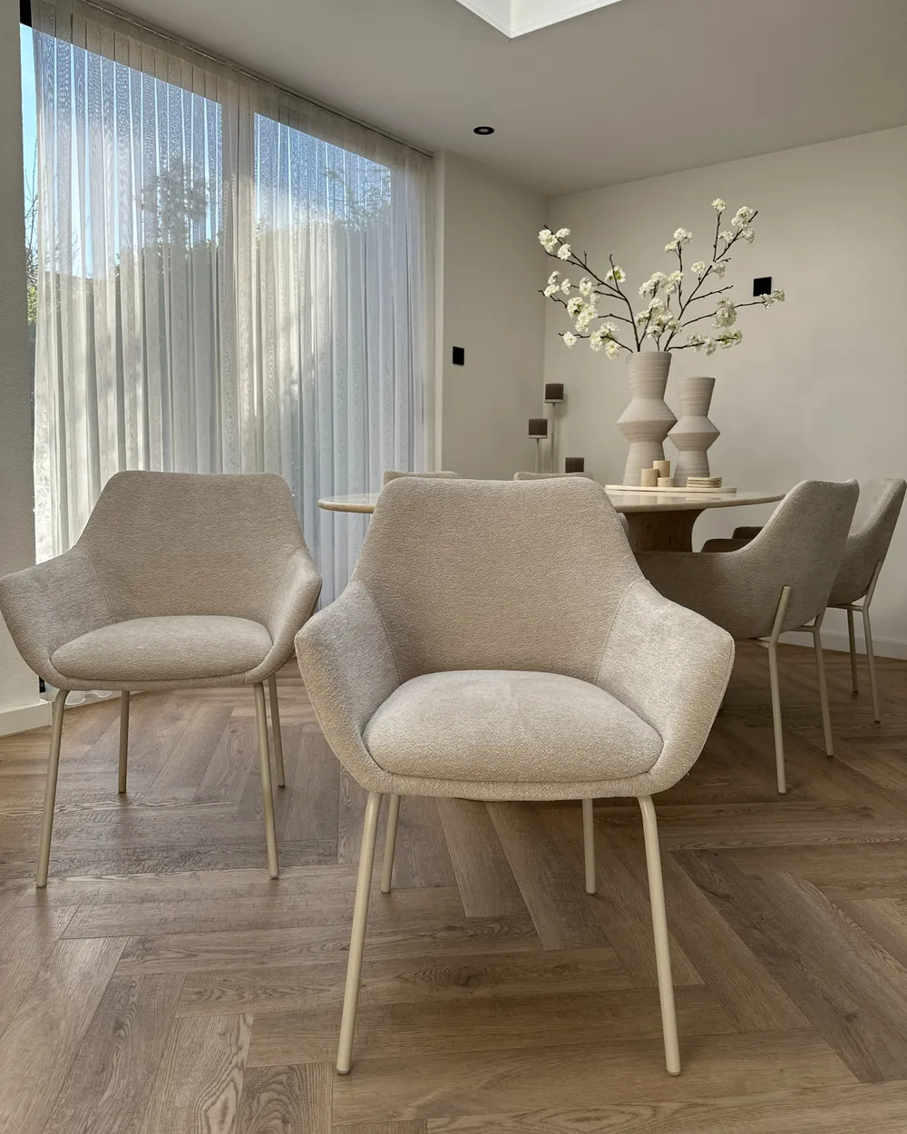 Set of 2 Dining Chairs BOWDON Chenille Light Beige_982809