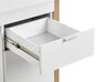 Bureau blanc / effet bois clair 110 x 50 cm avec colonne de rangement JOHNSON_790290