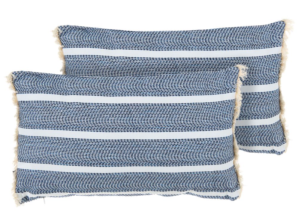Conjunto de 2 almofadas de exterior ALPINIA Às riscas 30 x 50 cm Azul