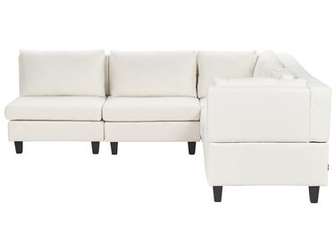 5 Seater Left Hand Modular Fabric Corner Sofa White UNSTAD