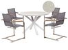 4 Seater Aluminium Garden Dining Set Glass Top White and Grey MALETTO/COSOLETO_938247