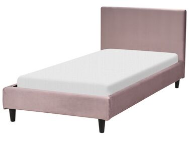 Łóżko welurowe 90 x 200 cm różowe FITOU