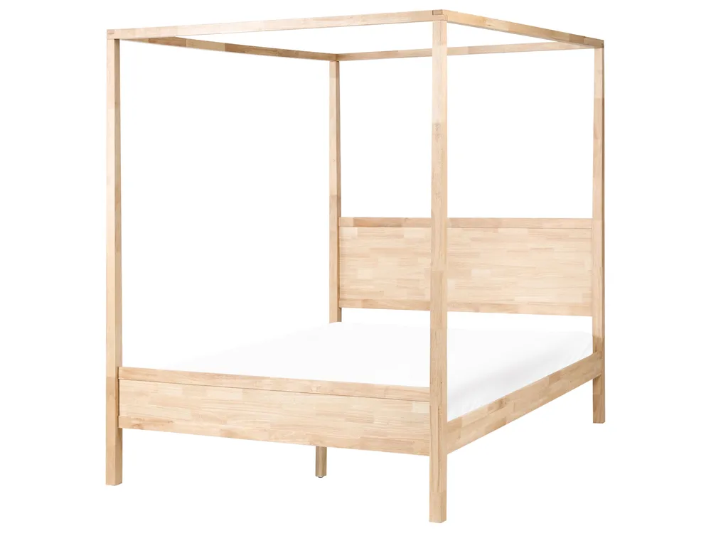 Wooden Canopy Bed Light Brown HAUTERIVES Various Sizes