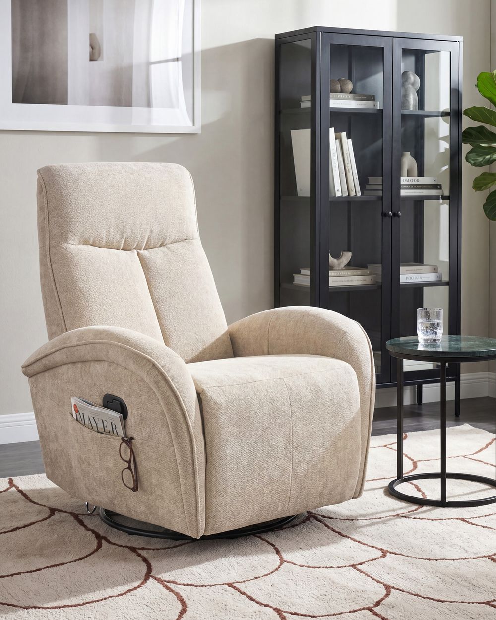 Gungande fåtölj DANAE Vridbar Chenille Ljusbeige
