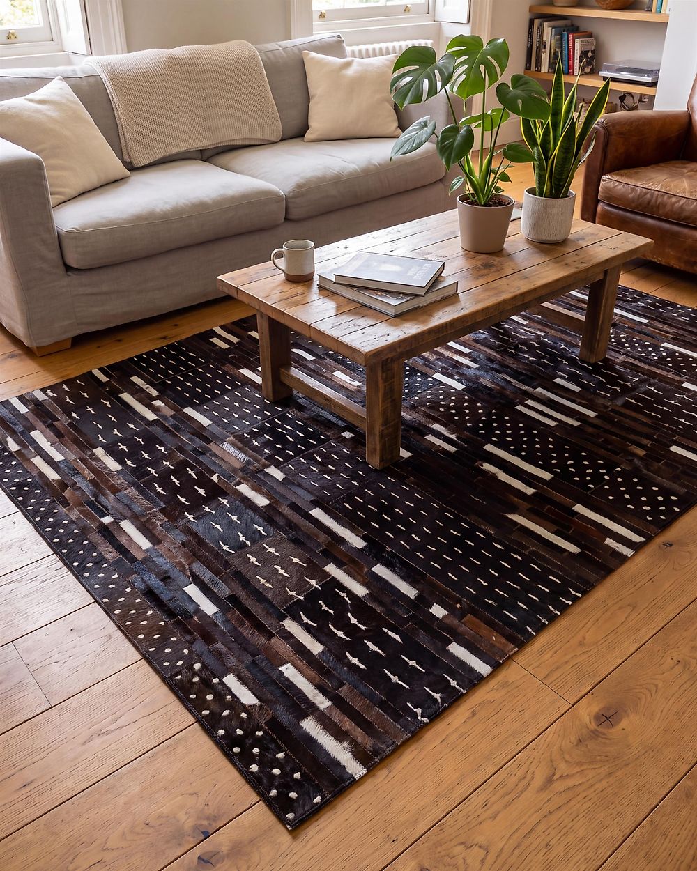 Covor AKSEKI Maro închis 140 x 200 cm Piele naturală