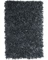 Leather Area Rug 140 x 200 cm Black MUT_848776